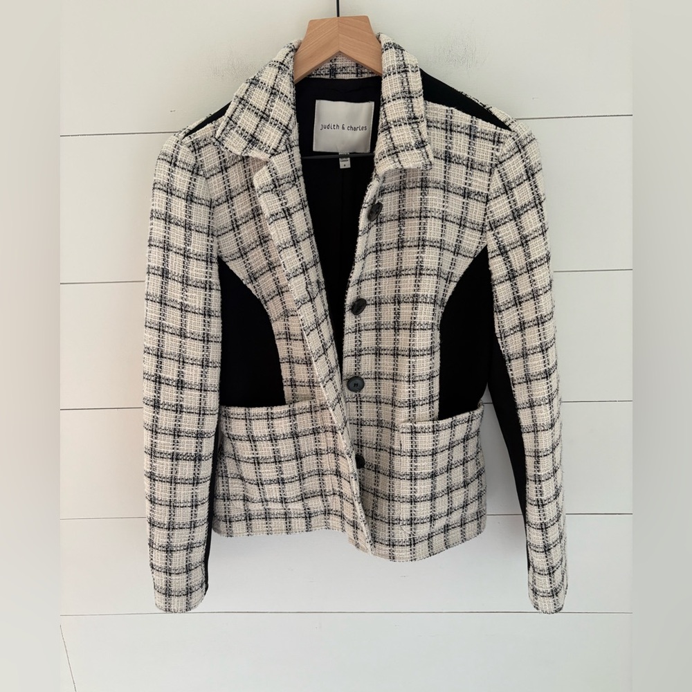 Plaid Black and White Women's Blazer